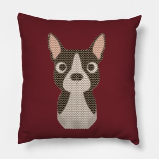 Boston Terrier Ugly Christmas Sweater Pillow