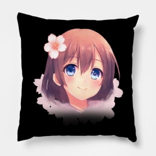 Anime girl with sakura Pillow