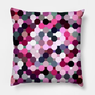 Abstract Pink, Purple and Grey Octagons Pillow