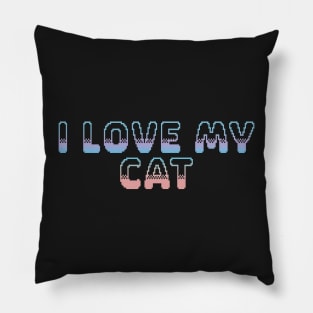 I Love My Cat Classic Video Game Graphic Peach Purple Blue Gradient Pillow