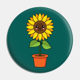 Kawaii Sunflower Plant in a Pot Pin