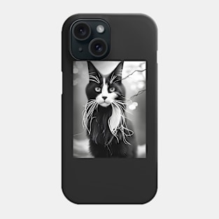 Black and White Cat - Modern Digital Art Phone Case