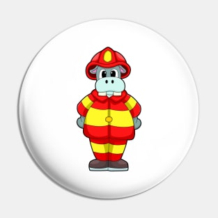 Hippo as Firefighter at Fire department with Hat Pin