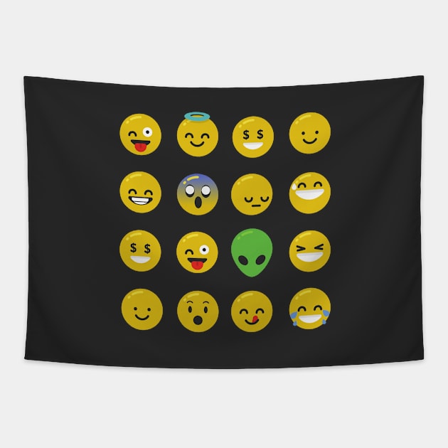 Emoji happy face Tapestry by gossiprag