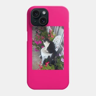 Tuxedo Cat Cute and Beautiful Flowers Phone Case