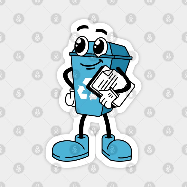 Recycle Bin Cartoon Light Blue Magnet by rejazer