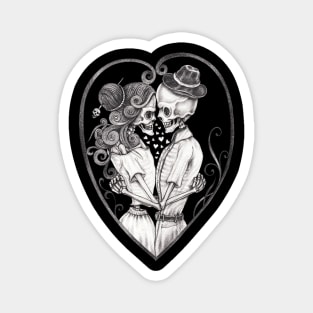 Skeleton lovers in love vintage heart art. Magnet