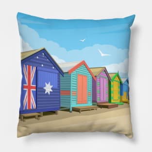 Melbourne, Australia - Brighton Beach Huts Pillow