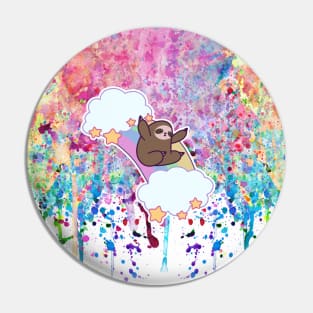 Rainbow Cloud Sloth - Paint Drip Pin