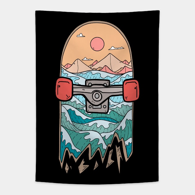 Broken ocean deck Tapestry by Swadeillustrations