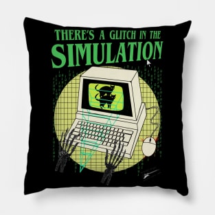 There's A Glitch In The Simulation - Retro 90's Computer Pillow