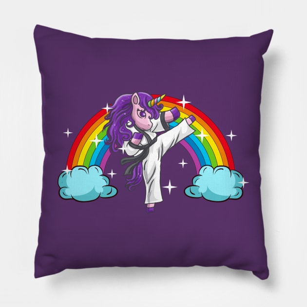 Kung Fu Karate Unicorn Martial Arts MMA Pillow by E