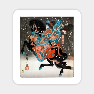 Woman on Galloping Horse in Snow Japan 1845 Utagawa Hiroshige Magnet