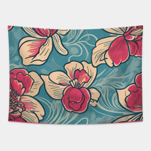 Botanical Designs Flower Patterns Tapestry