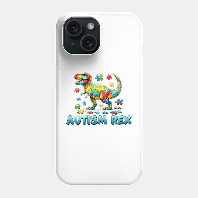 Autism Rex Dinosaur Puzzle Autism Awareness Gift for Birthday, Mother's Day, Thanksgiving, Christmas Phone Case by skstring