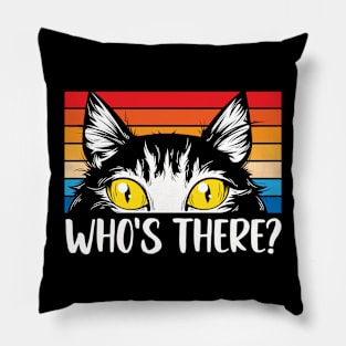 WHO'S THERE? Retro Black Cat,Cat paws, For lovers of cat paws Pillow