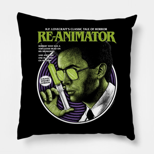 Reanimator, Herbert west, Lovecraft Pillow by PeligroGraphics