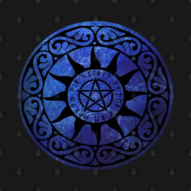 Five Elements Runic Magical Pentacle -  Blue Version by sarahwainwright