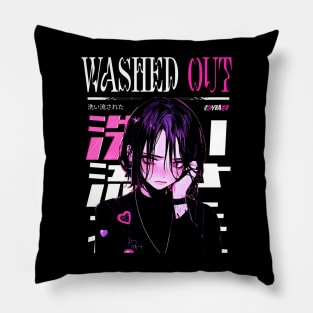 Washed Out Cute Anime Emo Girl Pillow
