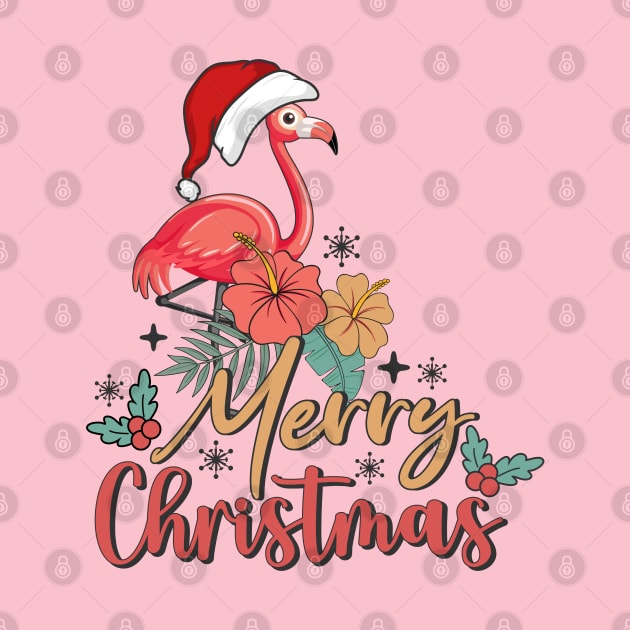 Pink Flamingo Merry Christmas 2023 by JDVNart