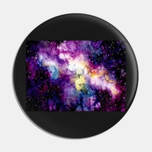 Watercolor Outer Space, Stars and Colorful Nebula Pin