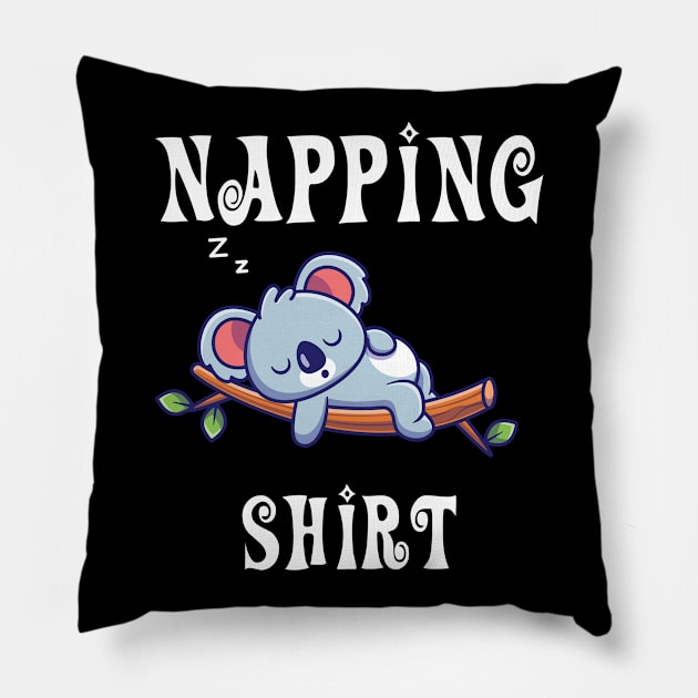 napping shirt with cute sleeping koala Pillow by vpdesigns