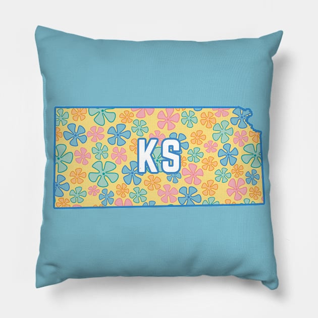 Floral Kansas KS Pillow by LiquidLine