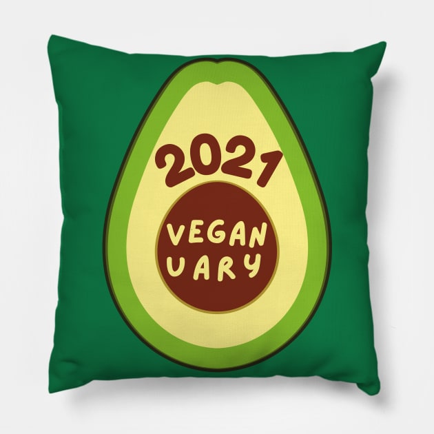 Veganuary avocado Pillow by Marius Andrei Munteanu