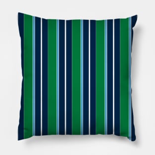 Green, Navy, Aqua, White Preppy Stripes Pillow