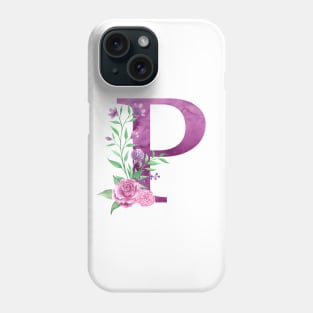 Floral Monogram P Beautiful Rose Bouquet Phone Case