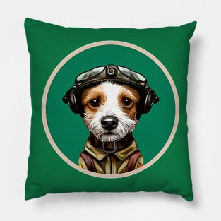 Cute Jack Russell WW2 Pilot Memorial Veteran Pillow