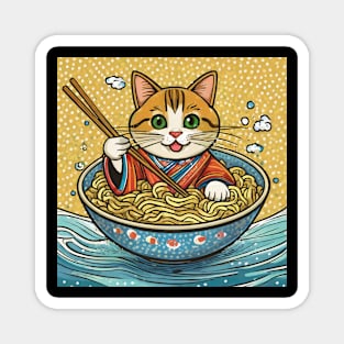 Purr-fect Noodle Bliss - Cat in a Bowl Magnet