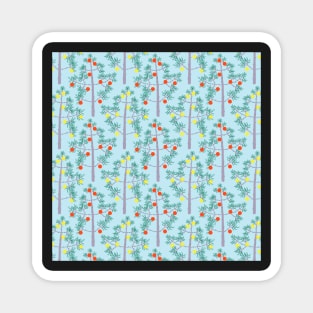 Cute little Christmas trees, blue Magnet