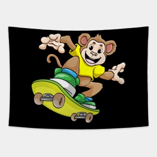 Monkey as Skateboarder with Skateboard Tapestry