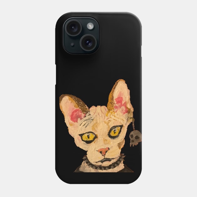 Hairless goth cat Phone Case by jpat6000