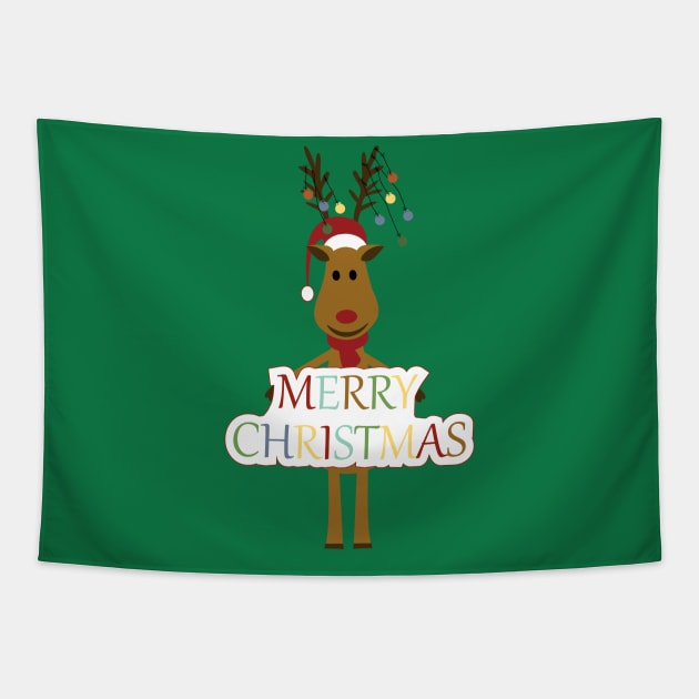 Merry Christmas reindeer Tapestry by grafart