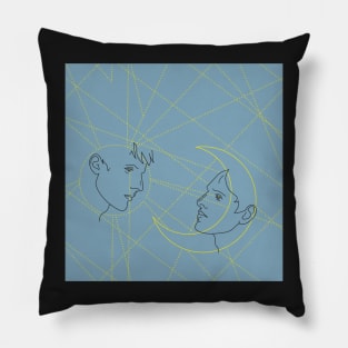 sun and moon - light blue Pillow