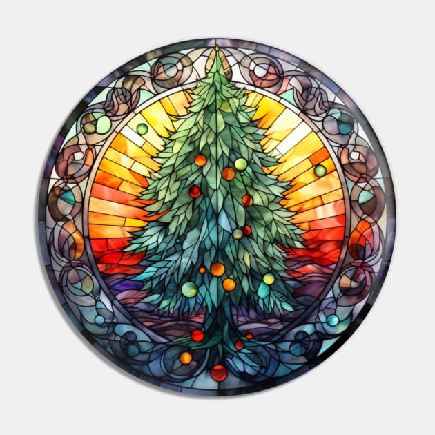 Stained glass window with Christmas tree in warm colours Pin by Maison de Kitsch