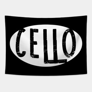 Cello Oval Rough White Text Tapestry