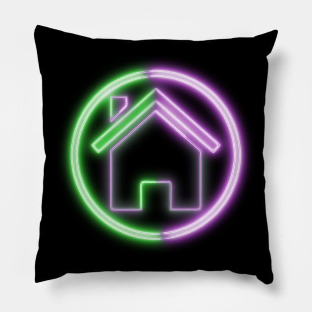 Neon Roundhouse [Logo] Pillow by TheDarkLordK