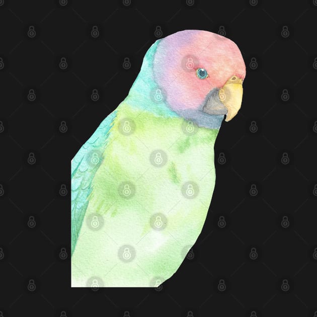 Plum-headed parakeet watercolor portrait by Oranjade0122