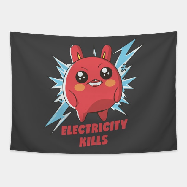 Electricity kills Kawaii Manga Tapestry by peterdesigns