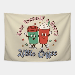 Retro Christmas Have Yourself a Merry Little Coffee Tapestry