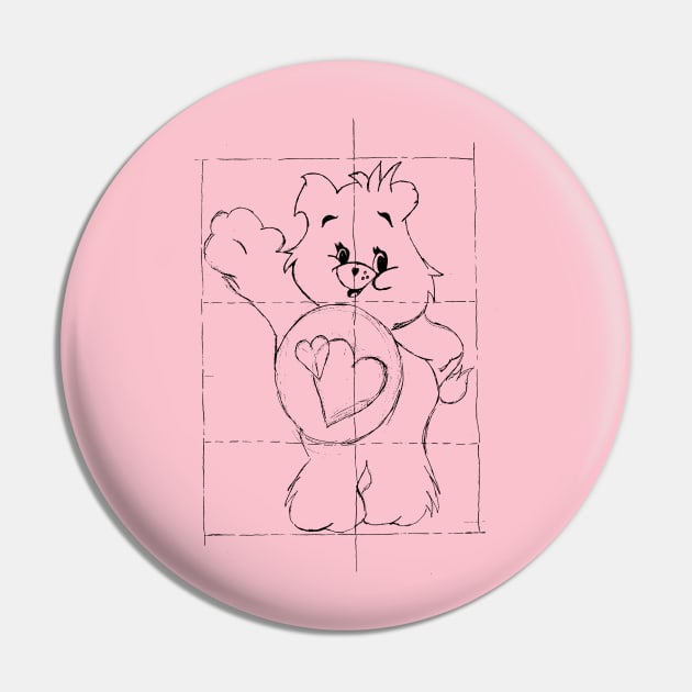 Care Bear Blueprint Line Art Pin by Maries Papier Bleu