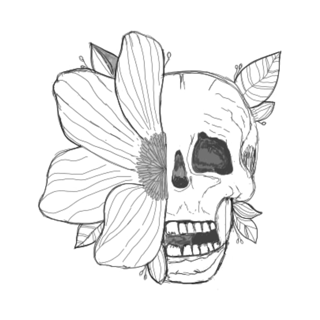 Skull with flower by Carriefamous