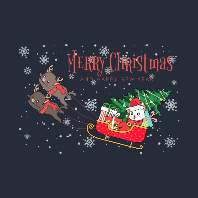 Cool Santa Cat - Happy Christmas and a happy new year! - Available in stickers, clothing, etc by Crazy Collective
