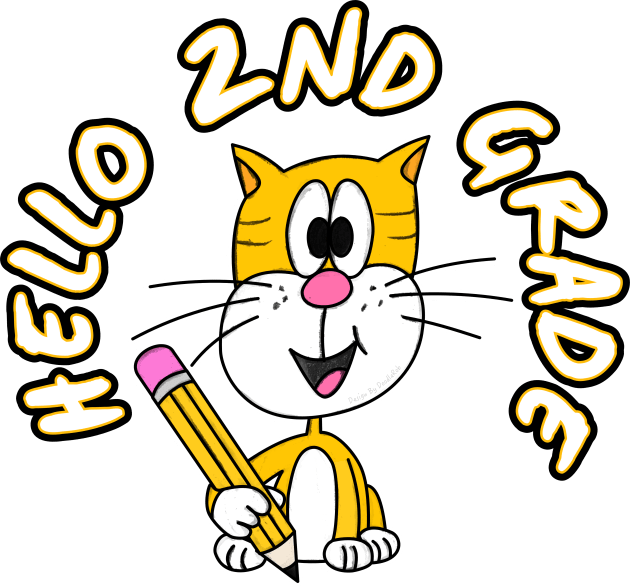 Hello 2nd Grade Cat Back To School 2022 Kids T-Shirt by doodlerob