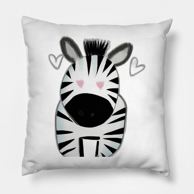 Cute Zebra Drawing Pillow by Play Zoo