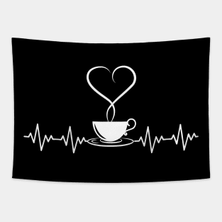 Coffee Heartbeat - Heartbeat Coffee - Funny Coffee Lover Tapestry