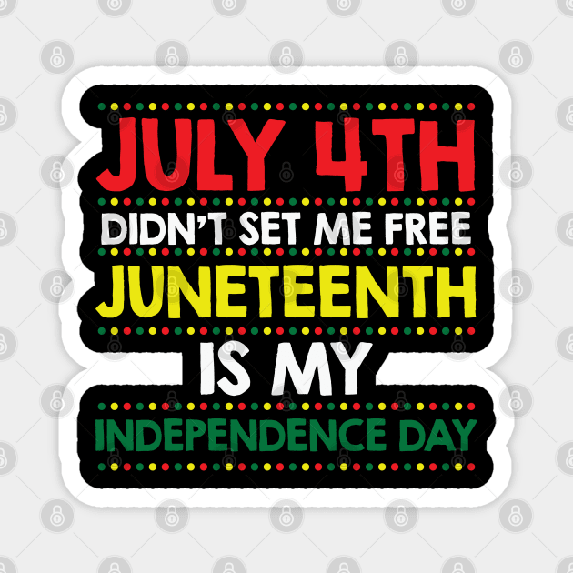 Juneteenth Is My Independence Day, JuneTeenth, African American, Black Lives Matter, Black History Magnet by UrbanLifeApparel
